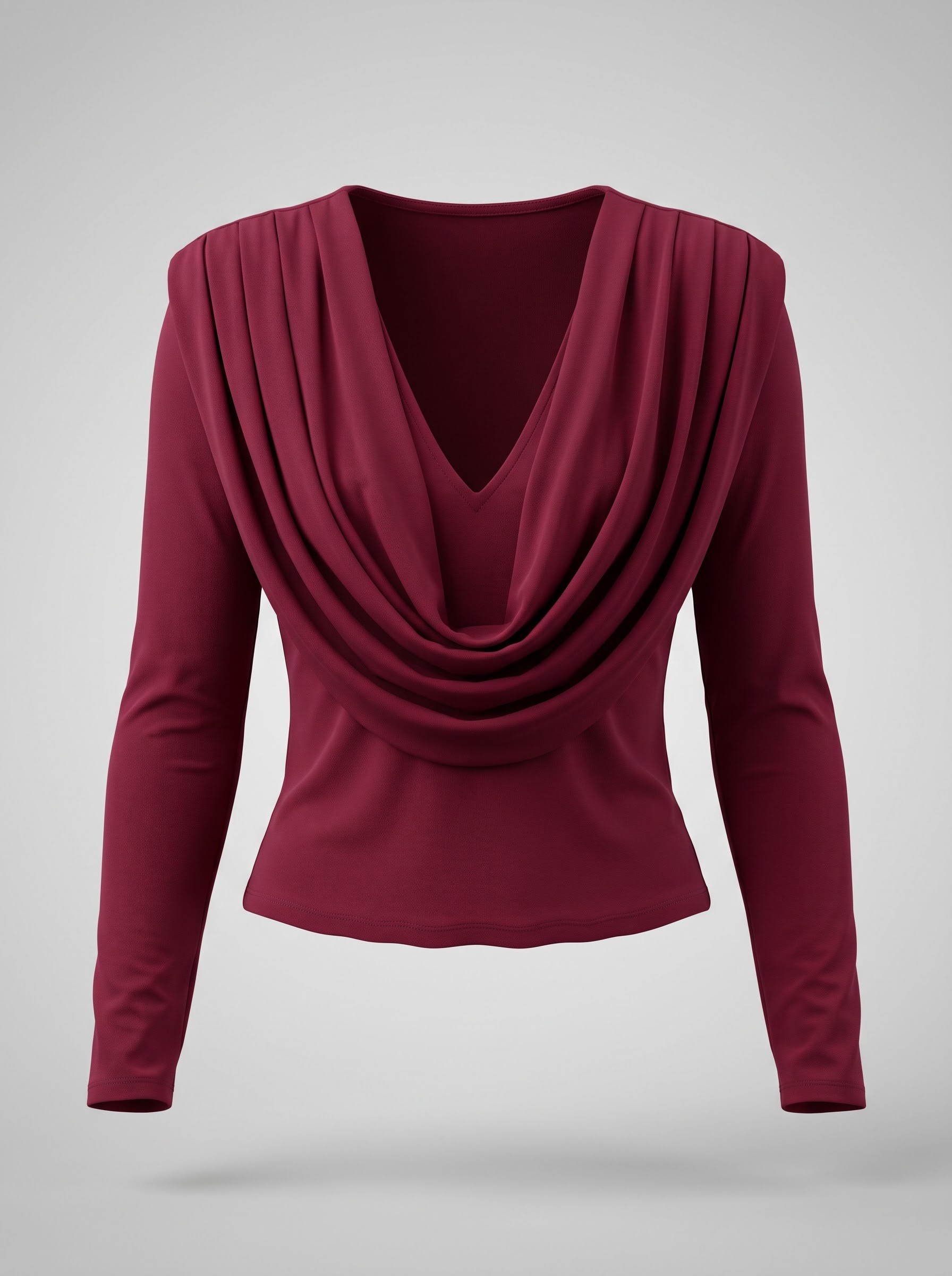 Bordo  Degaje Yaka Vatkalı Bluz